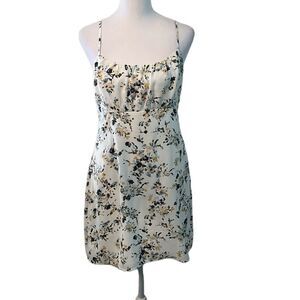 NWT Abercrombie & Fitch side zip szS white flowered dress w/matching scrunchie